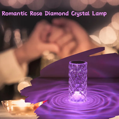 Crystal decorative desk lamp bedroom bedside touch remote control rose light LED charging atmosphere night light