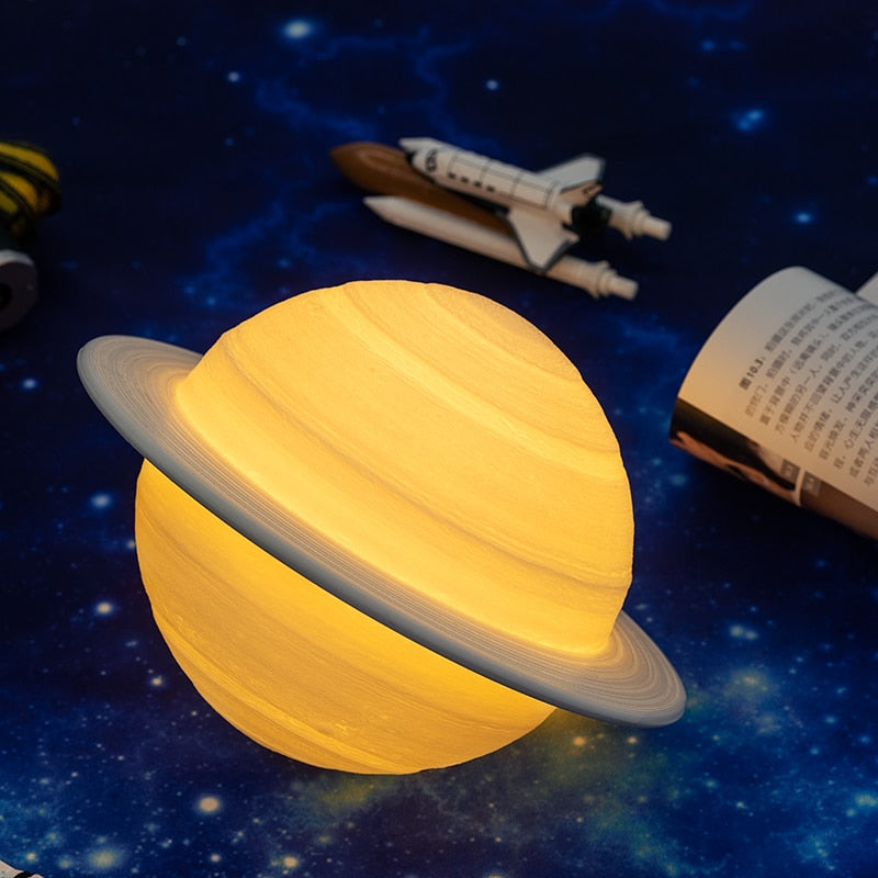 Rechargeable 3D Print Saturn Lamp Like Moon Lamp