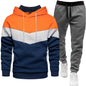 Men's three color hoodie sports suit, fashionable and casual, spring and autumn splicing hooded top, long pants two-piece set