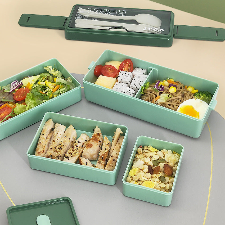 Portable microwaveable three-layer lunch box lunch box