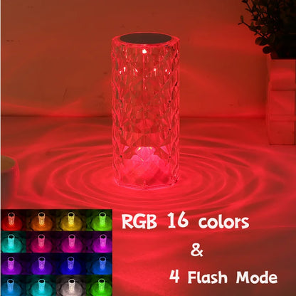 Crystal decorative desk lamp bedroom bedside touch remote control rose light LED charging atmosphere night light