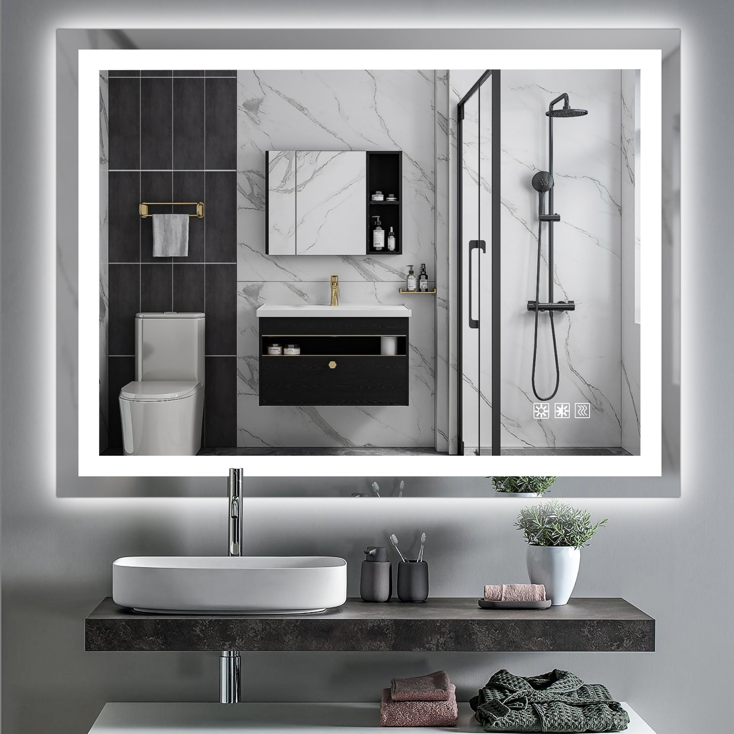 LED Bathroom Mirror 48x 36 Inch with lights, anti-Fog