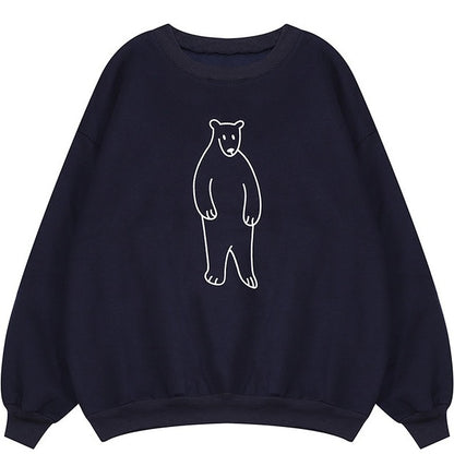 Women Sweatshirt  Winter Polar Bear Printed Fleece Oversized Pullover