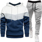 Men's three color hoodie sports suit, fashionable and casual, spring and autumn splicing hooded top, long pants two-piece set