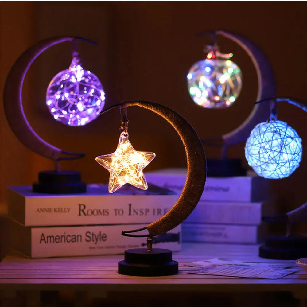 Night Light LED Hand Made Moon Stars Gift Lamp Sleeping Light